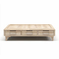 Wooden coffee table with three drawers 80 x 50 x 20cm natural finish
