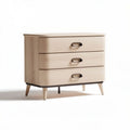 Modern three-drawer chest with wood finish and tapered legs 75 x 40 x 70cm