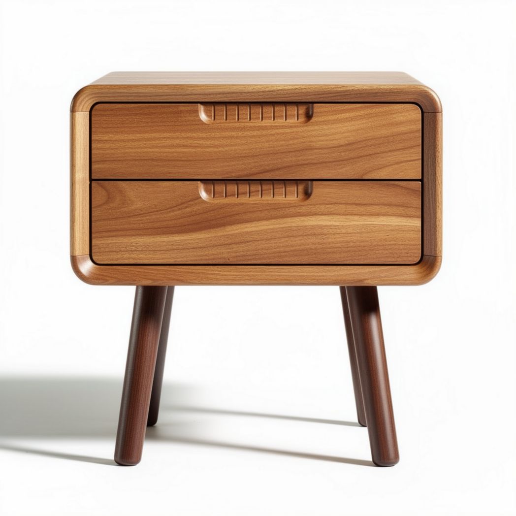 Wooden nightstand with two drawers for bedroom storage 24 x 18 x 24 inches