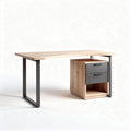 Wooden desk with metal legs and storage drawers 150 x 75 x 75cm
