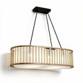 Linear pendant light fixture with gold metal frame and frosted glass shade 60 x 30 x 15cm