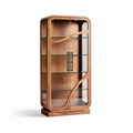 Wooden display cabinet with glass doors and adjustable shelves 80 x 40 x 170cm