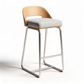 Modern wooden bar stool with cushioned seat and steel frame 42 x 42 x 100cm