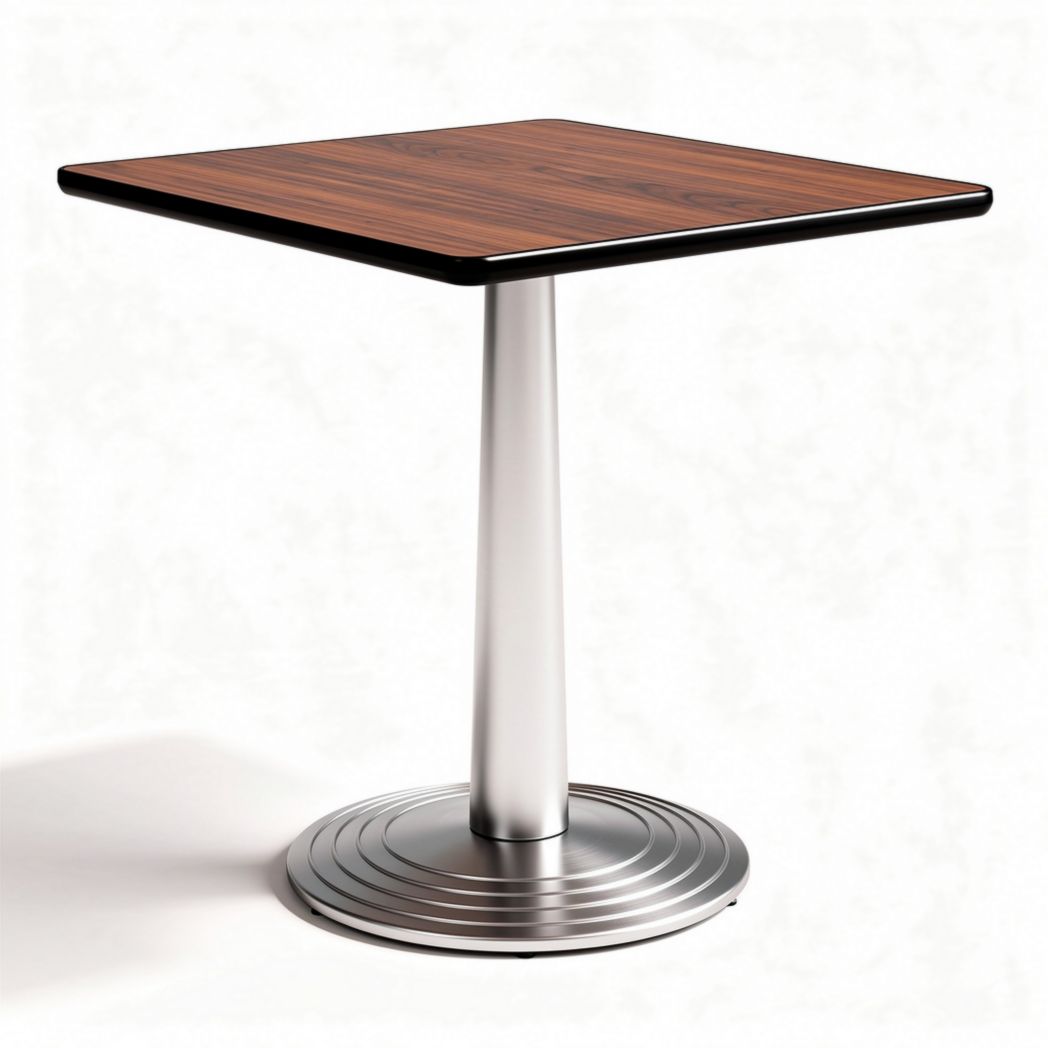 Square dining table with wooden top and stainless steel base 70 x 70 x 75cm